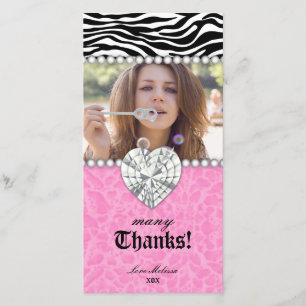 Tarjeta De Agradecimiento Gracias el dulce 16 de la joya de las perlas del