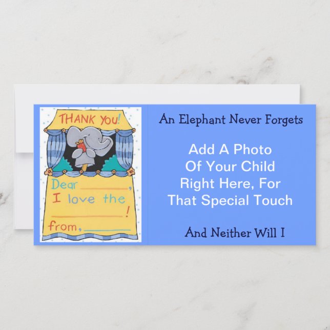 Tarjeta De Agradecimiento Gracias elefante (Anverso)