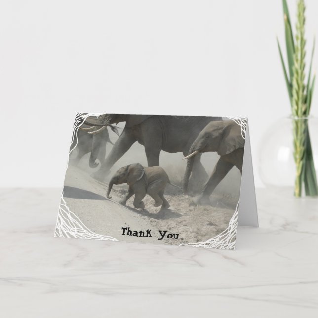 Tarjeta De Agradecimiento Gracias -   elefante africano (Anverso)