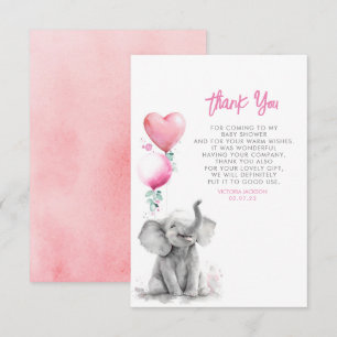 Tarjeta De Agradecimiento Gracias Elefante Bebé Pequeño Cute