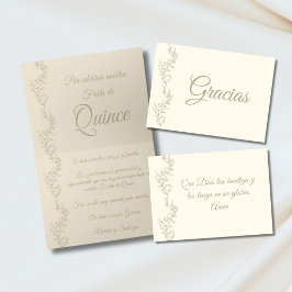 Tarjeta De Agradecimiento Gracias Elegant Champagne Fiesta De Quince