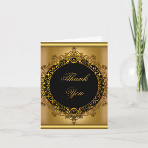 Tarjeta De Agradecimiento Gracias Elegante Dorado Negro