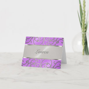 Tarjeta De Agradecimiento Gracias Elegante Orquídea Púrpura Plata Filigree