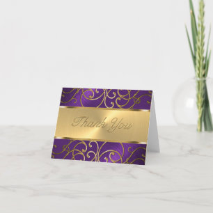 Tarjeta De Agradecimiento Gracias elegantemente morado y oro filigrí
