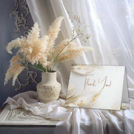 Tarjeta De Agradecimiento Gracias | Elegantes pampas de oro floral bohemias