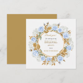 Tarjeta De Agradecimiento Gracias Elegantes Rosas Azul Polvo Respiración de