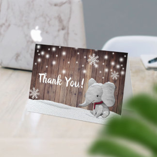 Tarjeta De Agradecimiento Gracias Elephant Boy Críticos Copos de Nieve