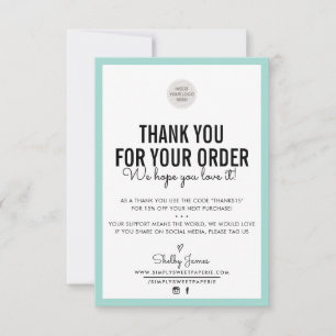 Tarjeta De Agradecimiento GRACIAS EMPRESARIALES orden moderno inserte menta 