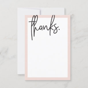 Tarjeta De Agradecimiento GRACIAS EN BLANCO rosa rubor negro letras modernas