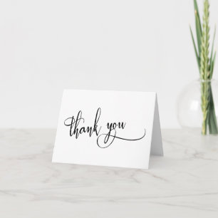 Tarjeta De Agradecimiento Gracias en blanco y negro en guión elaborado