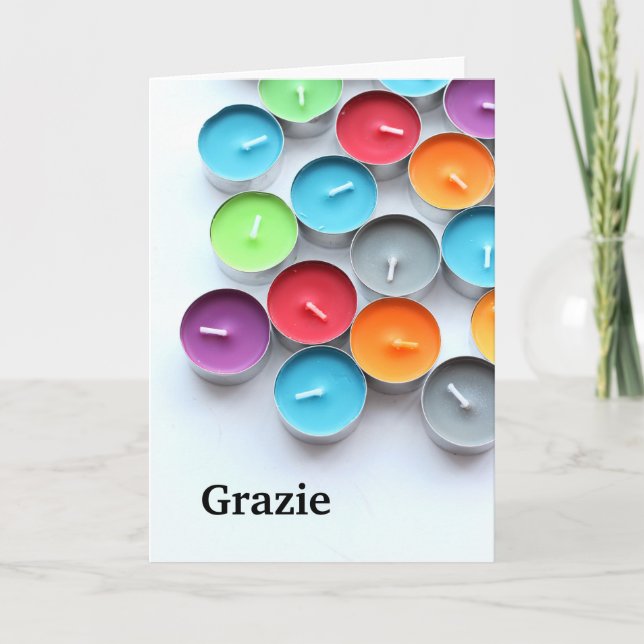 Tarjeta De Agradecimiento Gracias en italiano (Anverso)