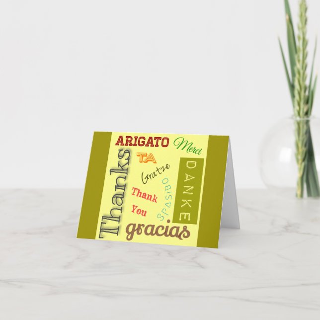 Tarjeta De Agradecimiento Gracias en muchos idiomas Diseño de tipografía (Anverso)