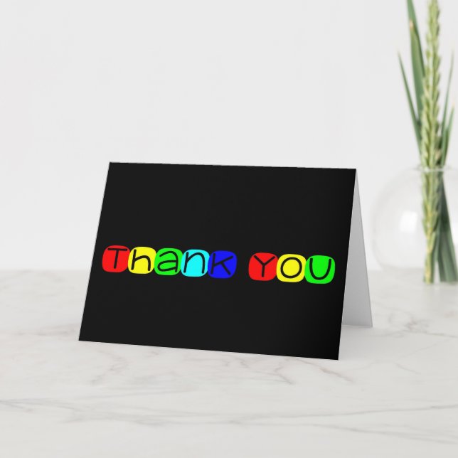 Tarjeta De Agradecimiento Gracias en Rainbow Text 434 (Anverso)