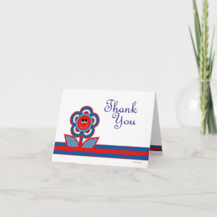 Tarjeta De Agradecimiento Gracias en rojo, blanco y azul