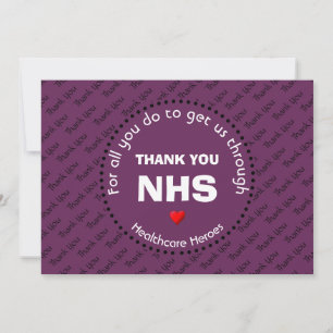 Tarjeta De Agradecimiento Gracias enfermera NHS Héroes de la salud GRAPE