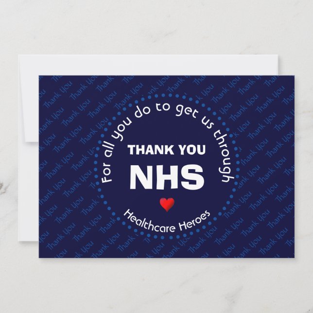 Tarjeta De Agradecimiento Gracias enfermera NHS Heroes PERSONALIZADO Naval (Anverso)