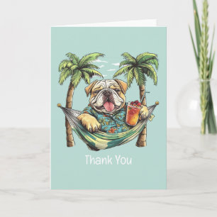 Tarjeta De Agradecimiento Gracias English Bulldog En Camiseta Hawaiana