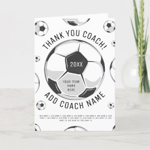 Tarjeta De Agradecimiento Gracias entrenador de fútbol Nombres de jugadores