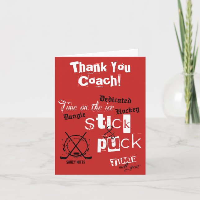 Tarjeta De Agradecimiento Gracias, entrenador de hockey, palo y tiempo de ju (Anverso)