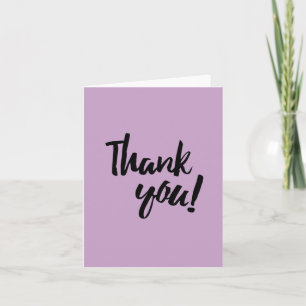 Tarjeta De Agradecimiento Gracias escritura negra en colores pastel púrpura
