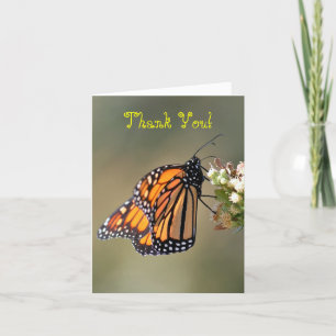 Tarjeta De Agradecimiento Gracias, espacio en blanco, mariposa de monarca