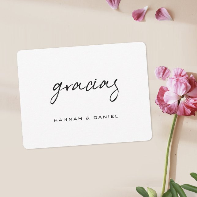 Tarjeta De Agradecimiento Gracias Español Simple Black Script Boda (Subido por el creador)