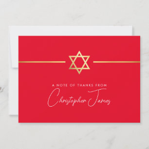 Tarjeta De Agradecimiento GRACIAS ESTRELLA jewish star dorado brillante rojo