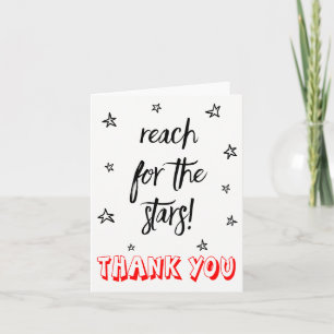 Tarjeta De Agradecimiento Gracias Estrellas Rojas, Negras y Blancas Sueños d