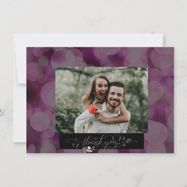 Tarjeta De Agradecimiento Gracias Fancy Script Photo Bubble Frame Card (Anverso)
