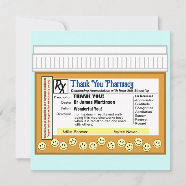 Tarjeta De Agradecimiento Gracias Farmacia (Anverso)