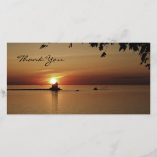 Tarjeta De Agradecimiento Gracias faro de la puesta del sol