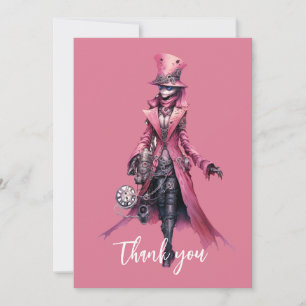Tarjeta De Agradecimiento Gracias Fashion Steampunk Skeleton Ghost