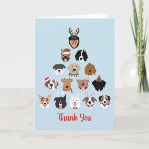 Tarjeta De Agradecimiento Gracias Feliz Árbol de Navidad de Pawlidays Dog