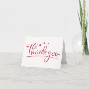 Tarjeta De Agradecimiento Gracias Fiesta de Boda Corazón Rosa / Rojo
