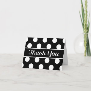 Tarjeta De Agradecimiento Gracias Fiesta de Boda de Lunares Negros y Blancos