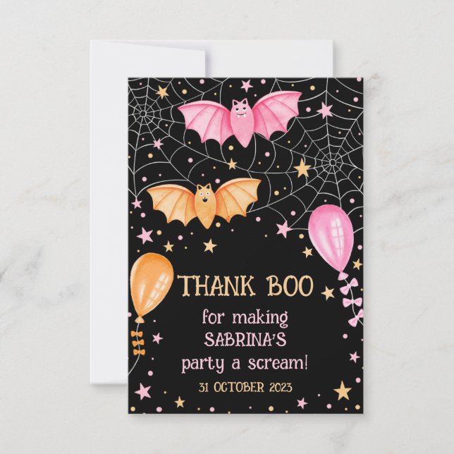 Tarjeta De Agradecimiento Gracias fiesta de Boo Halloween (Anverso)
