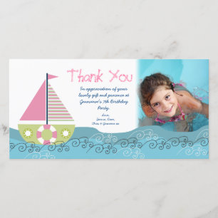 Tarjeta De Agradecimiento Gracias fiesta de cumpleaños del barco de vela