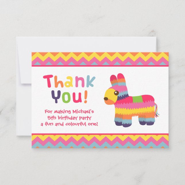 Tarjeta De Agradecimiento Gracias fiesta de cumpleaños mexicana de la fiesta (Anverso)