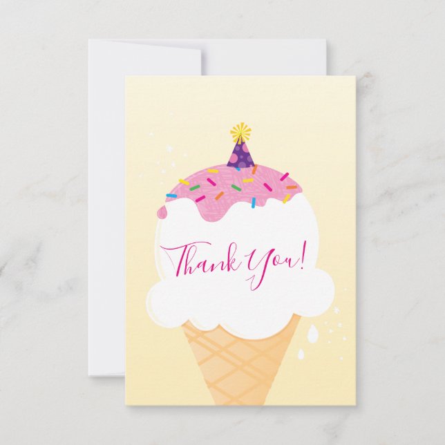 Tarjeta De Agradecimiento GRACIAS fiesta de helado retro lindo moderno (Anverso)