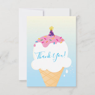 Tarjeta De Agradecimiento GRACIAS fiesta de helado retro moderno