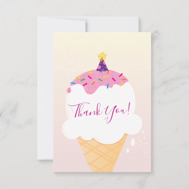 Tarjeta De Agradecimiento GRACIAS fiesta de helado retro moderno (Anverso)