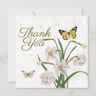 Tarjeta De Agradecimiento Gracias Fleur de Lis Daffodil Flor Mariposa