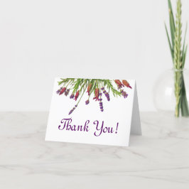 Tarjeta De Agradecimiento ¡Gracias! Flor de Lavanda Follaje Verde Púrpura