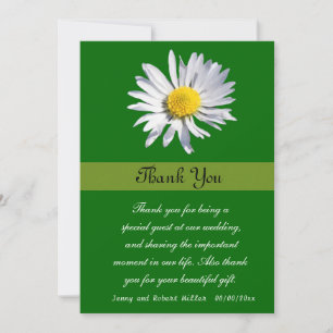 Tarjeta De Agradecimiento Gracias, flor de margarita blanca