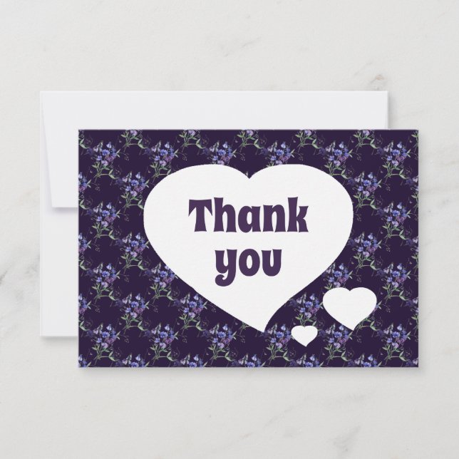 Tarjeta De Agradecimiento Gracias Flor Jardín Sweet Peas Floral Patrón (Anverso)