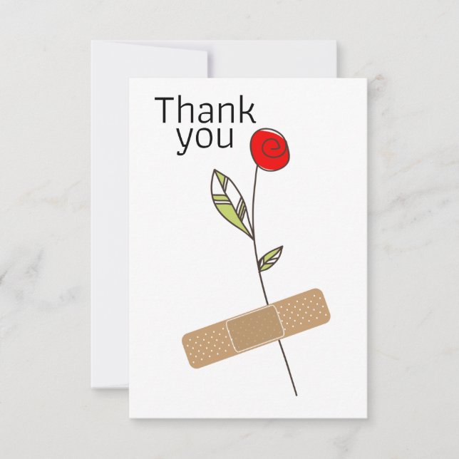 Tarjeta De Agradecimiento Gracias Flor Y Tapón Por Médico De Enfermeras (Anverso)