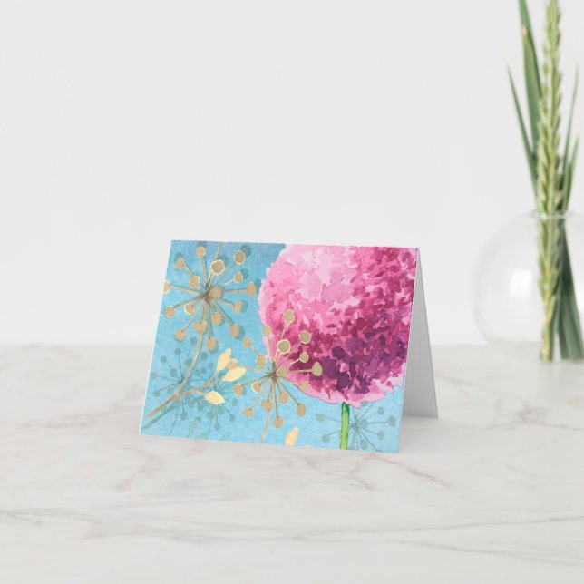 Tarjeta De Agradecimiento Gracias floral de la acuarela Allium (Anverso)