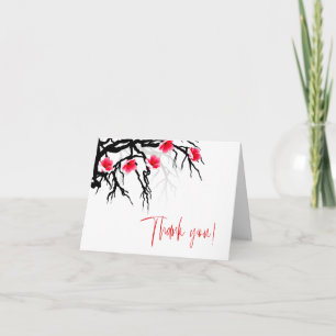 Tarjeta De Agradecimiento Gracias   Floral de rama de flor japonesa