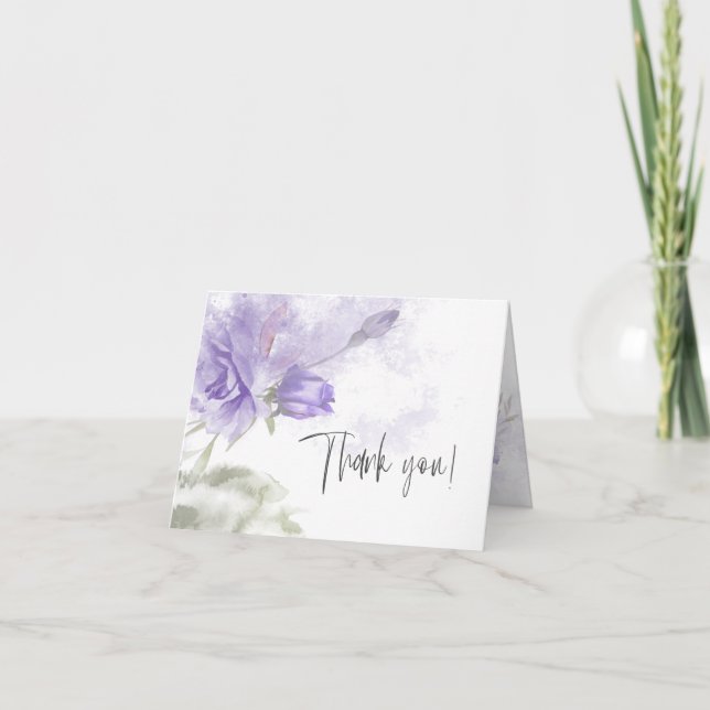 Tarjeta De Agradecimiento Gracias | Floral Morado Pintoresco (Anverso)
