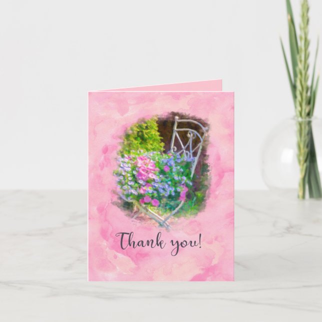Tarjeta De Agradecimiento Gracias Floral rosa acuarela (Anverso)